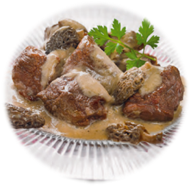 Sauté d'autruche sauce aux morilles