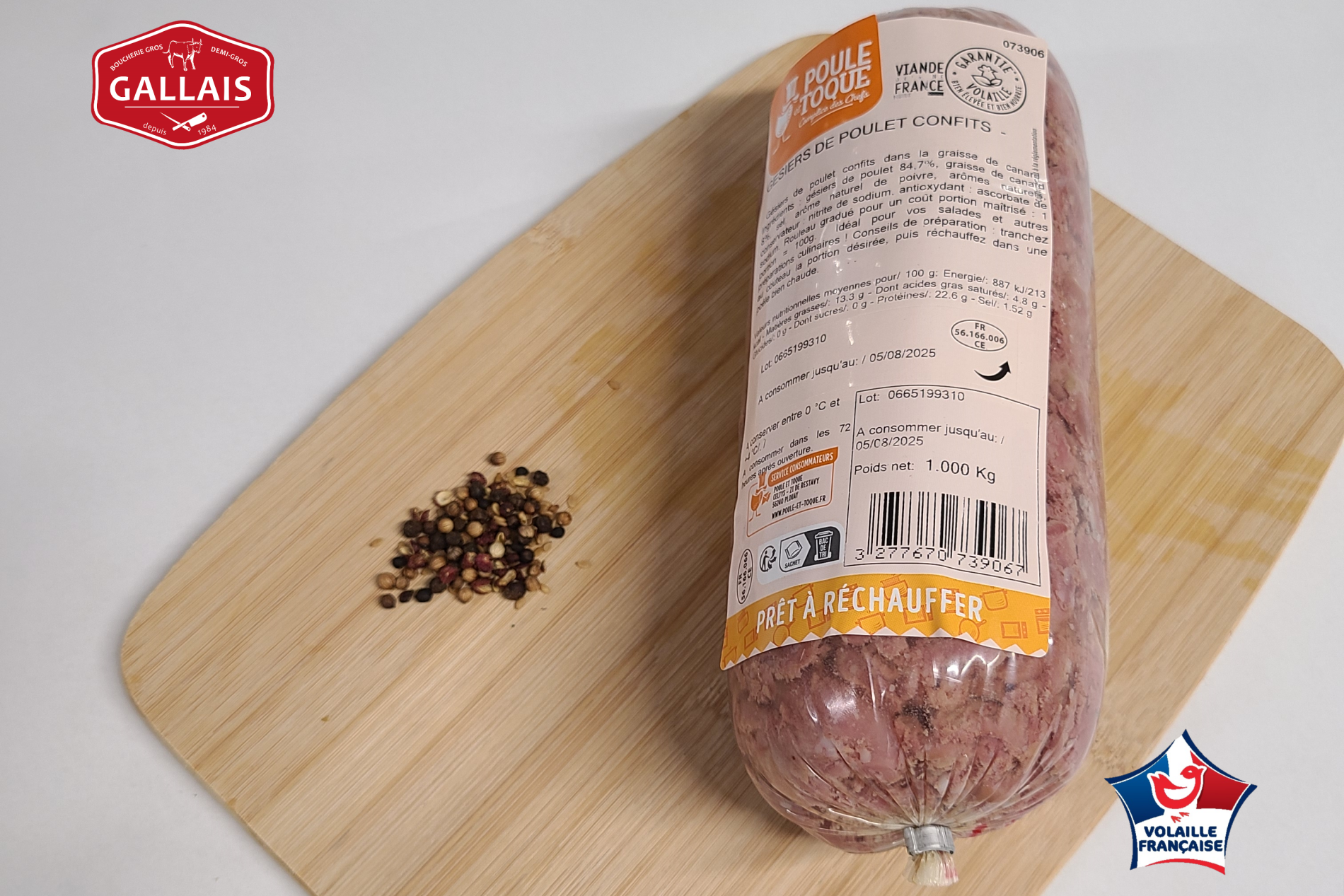 Rouleau de gésiers de volaille confits