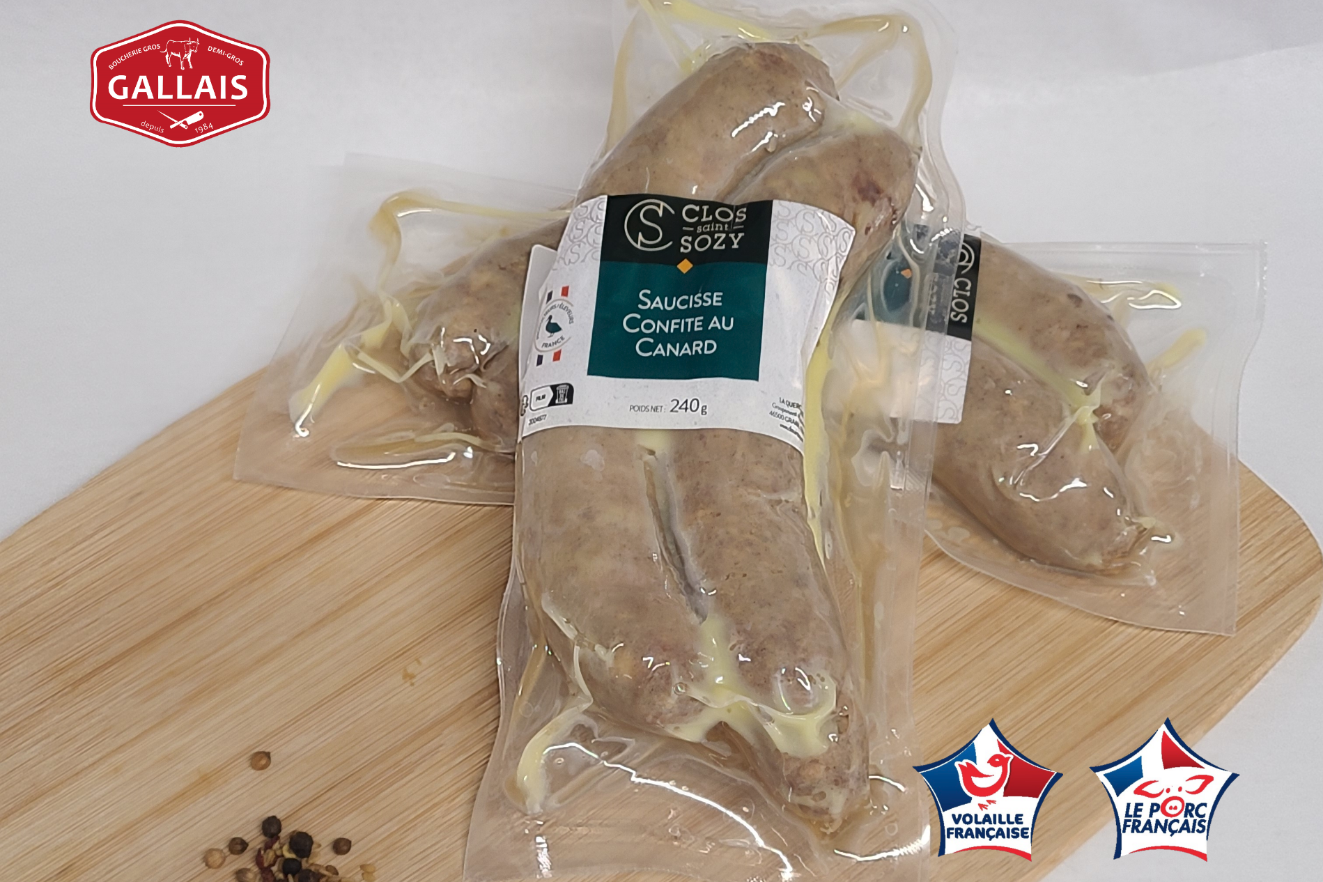 Saucisses confites au canard